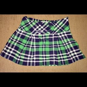 Green & Blue Flannel Plaid Skort For Girls